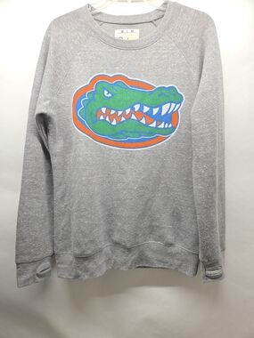 Pressbox Gray Crewneck Sweatshirt with Green & Orange Gator Graphic